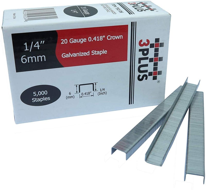 3PLUS T50/06 20 قياس 3/8 بوصة (10.6 مم) تاج 1/4 بوصة طول الساق مسامير سلكية مجلفنة رفيعة، 5000 في العلبة - Image 2